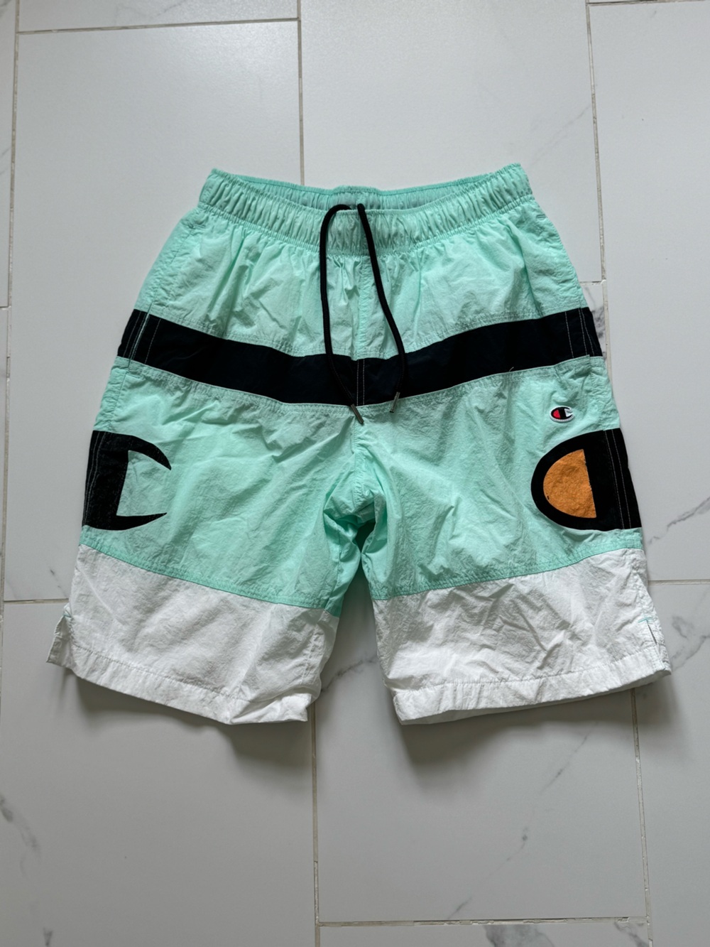 Champion Mint Green & White Colorblock Swim Shorts